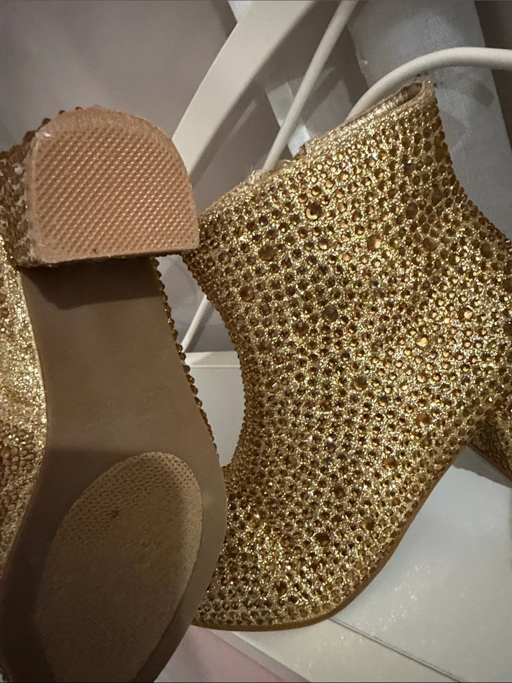 Link Gold Crystal Rhinestone Kids Dress Boots